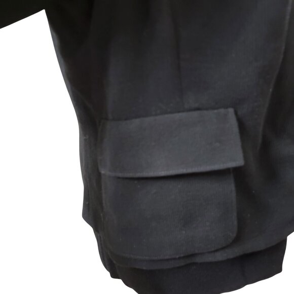 AKRIS punto Size 14 Black Button Up Mandarin Collar Ribbed Wool Crepe Jacket - Picture 5 of 14